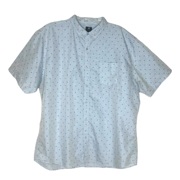 Visive Shirt Mens 3XL Blue Red Airplane Print Button Down Office Casual‎ Novelty - Picture 1 of 7
